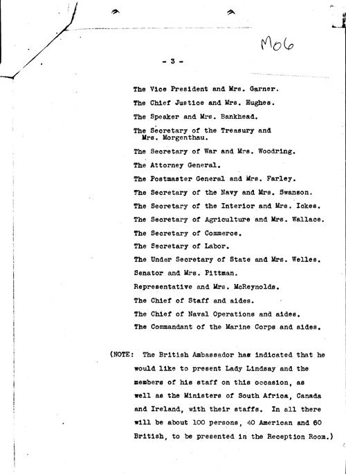 [a343m06.jpg] - List for distribution of frames with Presidential seal and Roosevelt crest. 5/8/39.