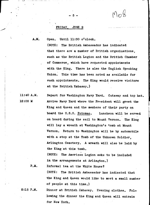 [a343m08.jpg] - List for distribution of frames with Presidential seal and Roosevelt crest. 5/8/39.