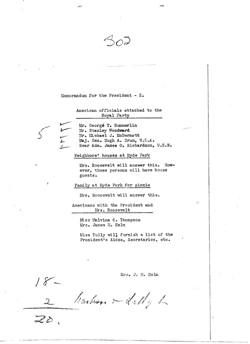 [a343s02.jpg] - Mrs. J.M.Helm --> FDR re: visitors and guests/Royal visit. 5/17/39.
