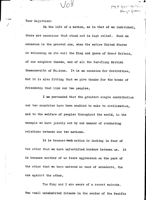 [a343v08.jpg] - Text of toast given by FDR to King George VI. (n.d.).