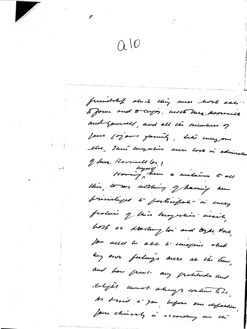 [a344a10.jpg] - Mackenzie King --> FDR Transcribed from handwritten letter re: visit: King & Queen. 7/1/39.