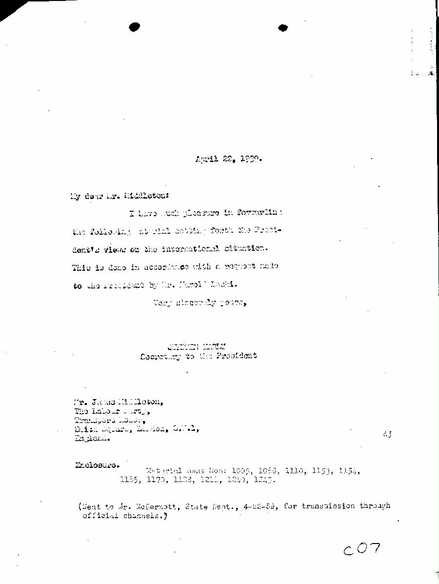[a345c07.jpg] - Secretary to President - James Middleton 4/22/1939