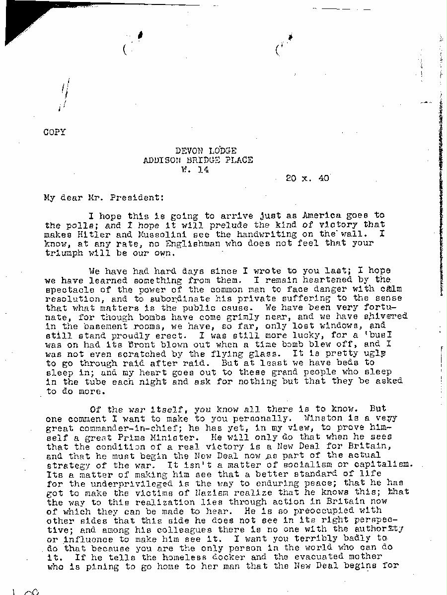 [a345h09.jpg] - Harold Laski --> F.D.R (Typed) 10/20/1940 - Page 1