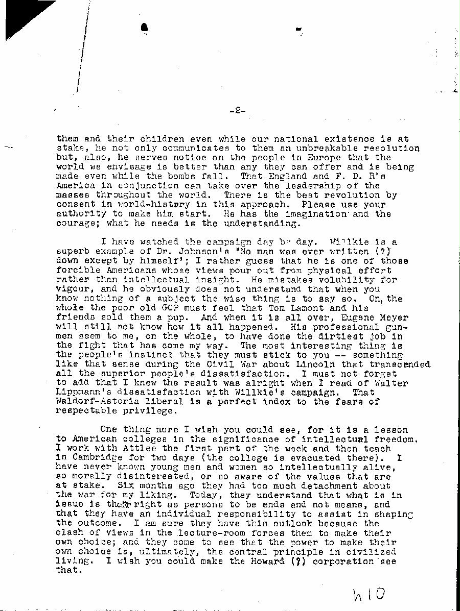 [a345h10.jpg] - Harold Laski --> F.D.R (Typed) 10/20/1940 - Page 2