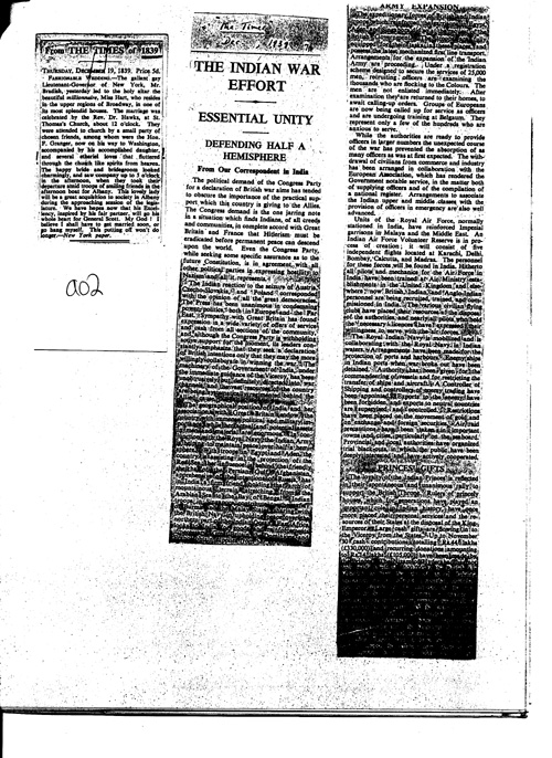 [a349a02.jpg] - Newspaper Article on The Indian War Effort 12/39