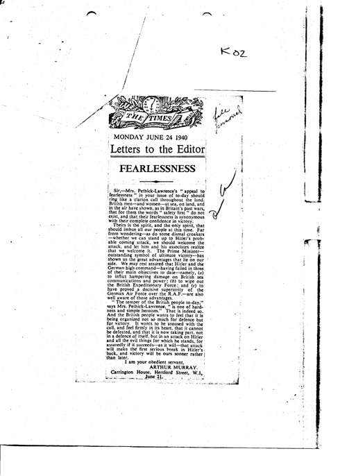 [a349k02.jpg] - Fearlessnes (The Times) June 24th 1940
