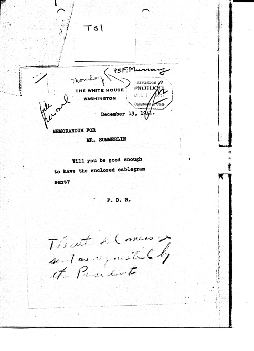 [a349t01.jpg] - Memorandum for Mr. Summerlin Dec 13th 1941