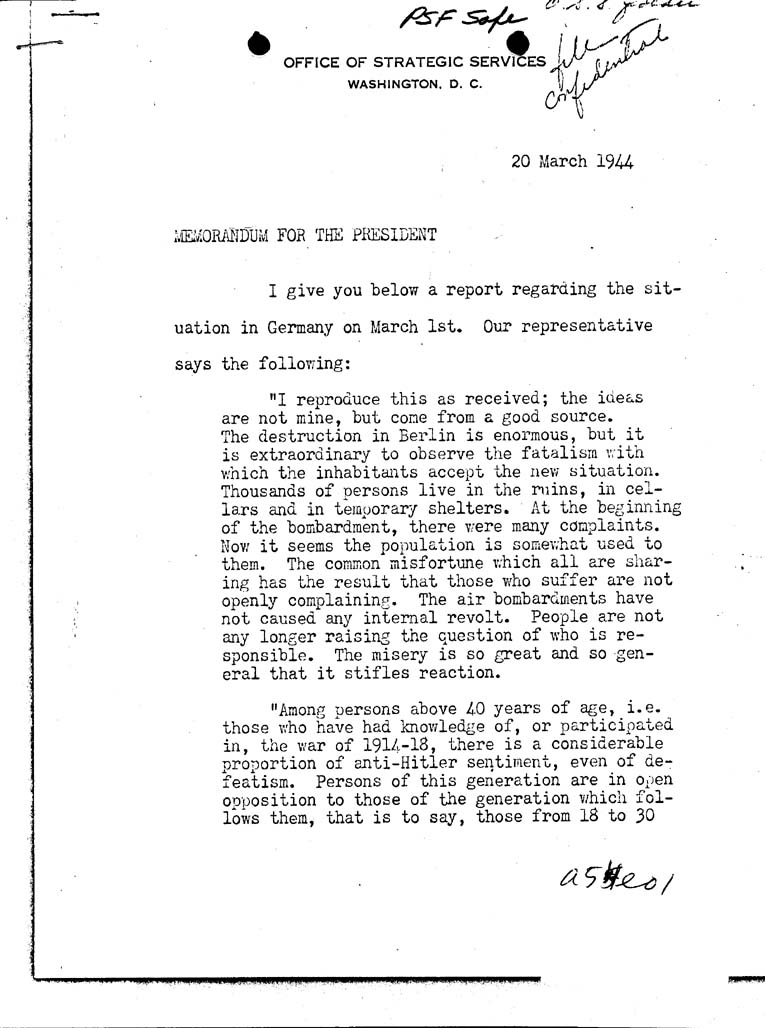 [a54e01.jpg] - Memorandum, Donovan-->President-March 20, 1944