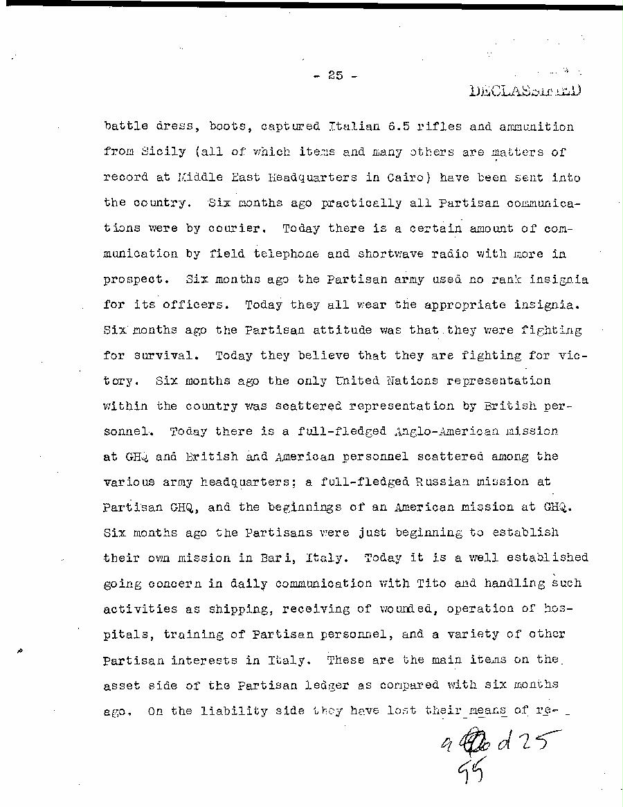 [a55d25.jpg] - Report of Major Weil on this Experience with the Partisans in Jugoslavia