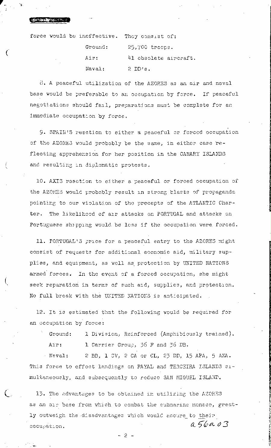 [a56a03.jpg] - Joint Chiefs of Staff Reprt; Seizure of Peaceful Occupation of the Azores-May 16, 1943