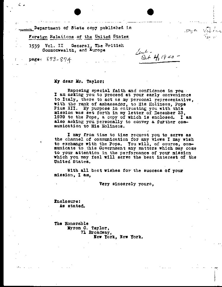 [a464i01.jpg] - note to M.Taylor 2/4/40