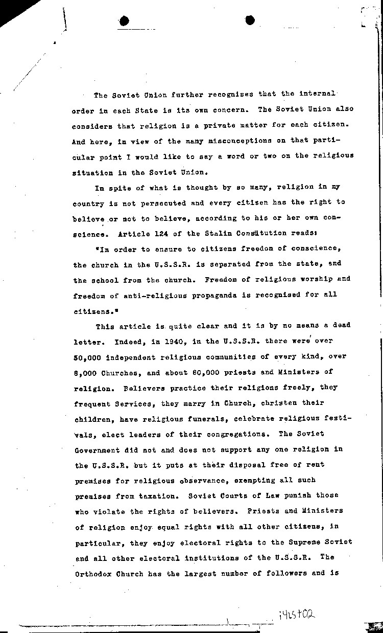 [a465t02.jpg] - Extract of Speech delivered by M. Maisky, Soviet Ambassador 9/23/41