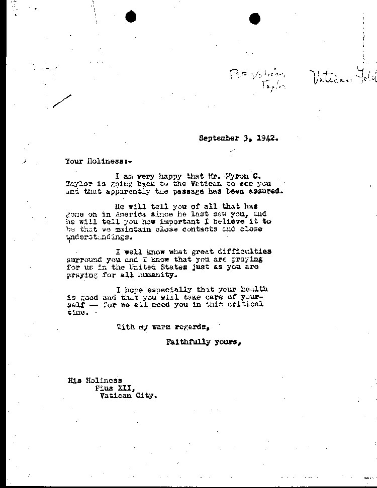 [a466h01.jpg] - Letter to Pope Pius XII 9/3/42