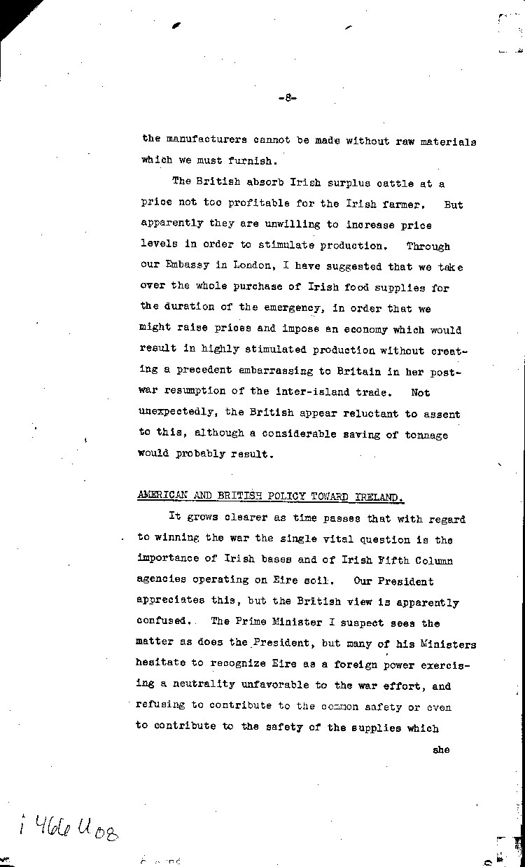 [a466u08.jpg] - memo on State of Ireland 10/10/42