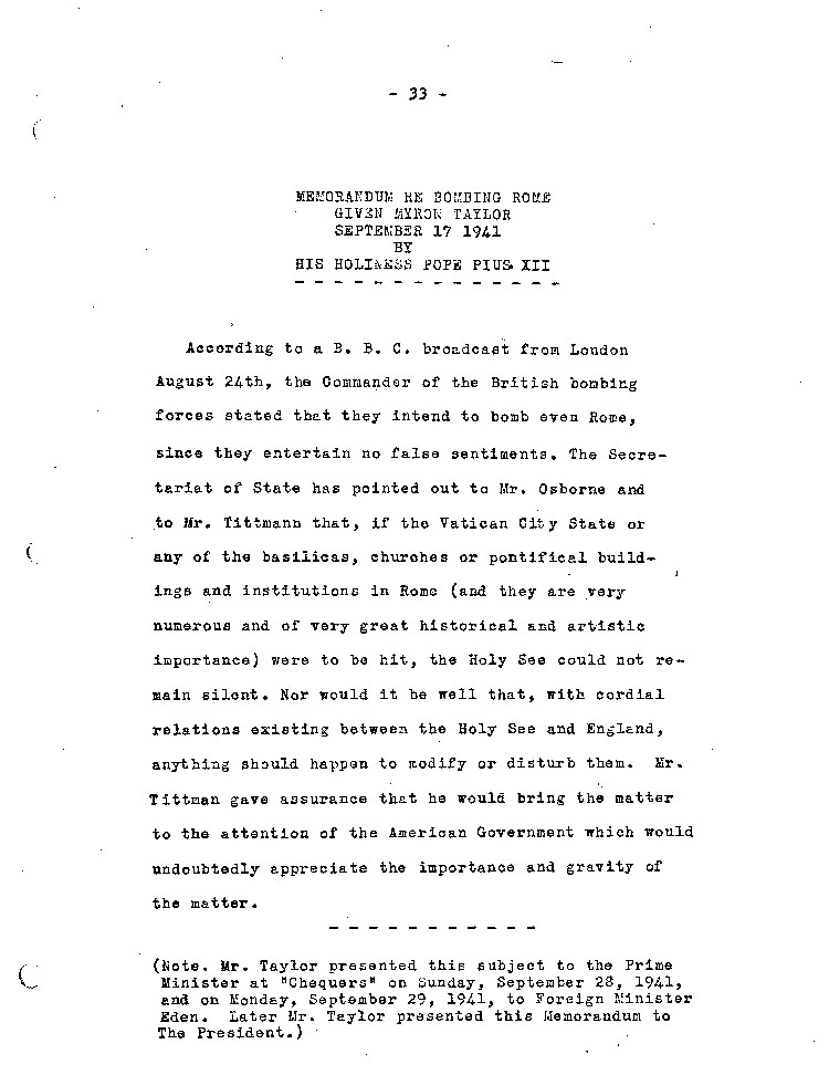 [a467n01.jpg] - Memorandum re: Bombing of Rome 9/17/41