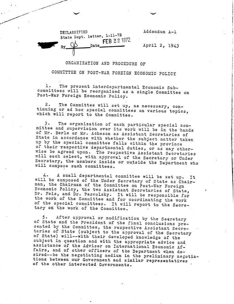 [a468al19.jpg] - Memo Organization of Committee ofn Post was Fore.Econ. Pol. 4/2/43