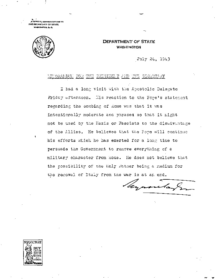 [a468s02.jpg] - Memorandum for the President and the Secretary 7/24/43