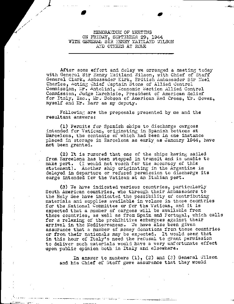 [a470q03.jpg] - Memorandum of Meeting with General Sir Henry Maitland Wilson and Others at Rome 9/29/44