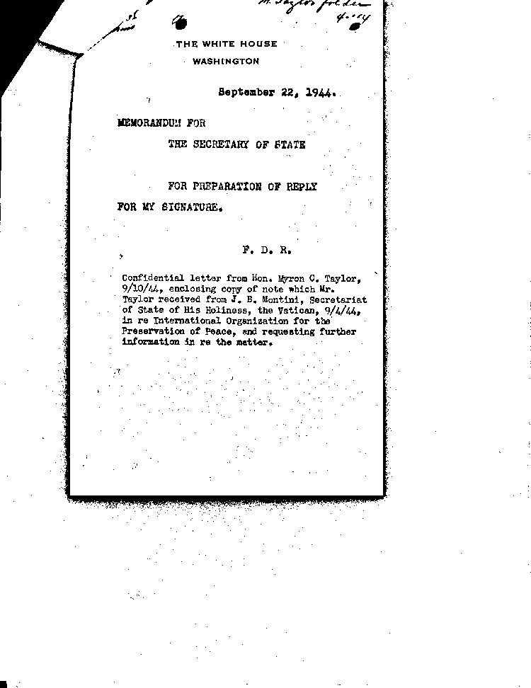 [a470u06.jpg] - Memorandum for the Sec of State 9/22/44