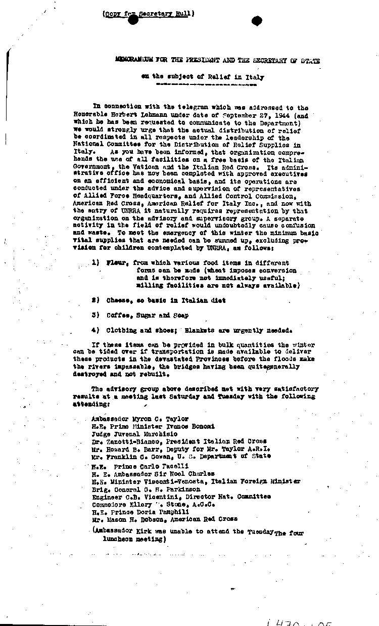 [a470w05.jpg] - Memorandum for the President and Sec of State 10/12/44