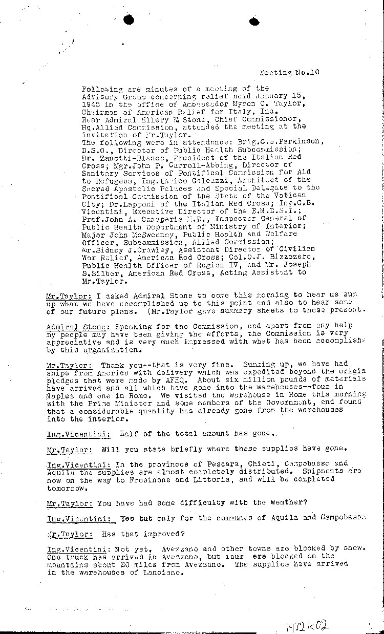 [a472k02.jpg] - minutes of meeting of the Advisory Group concerning Relief held 1/15/45