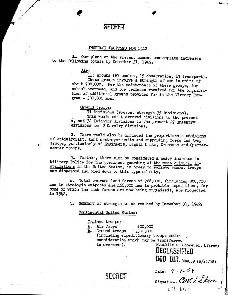 [a71k04.jpg] - To Secreatry of War from FDR 1/13/42