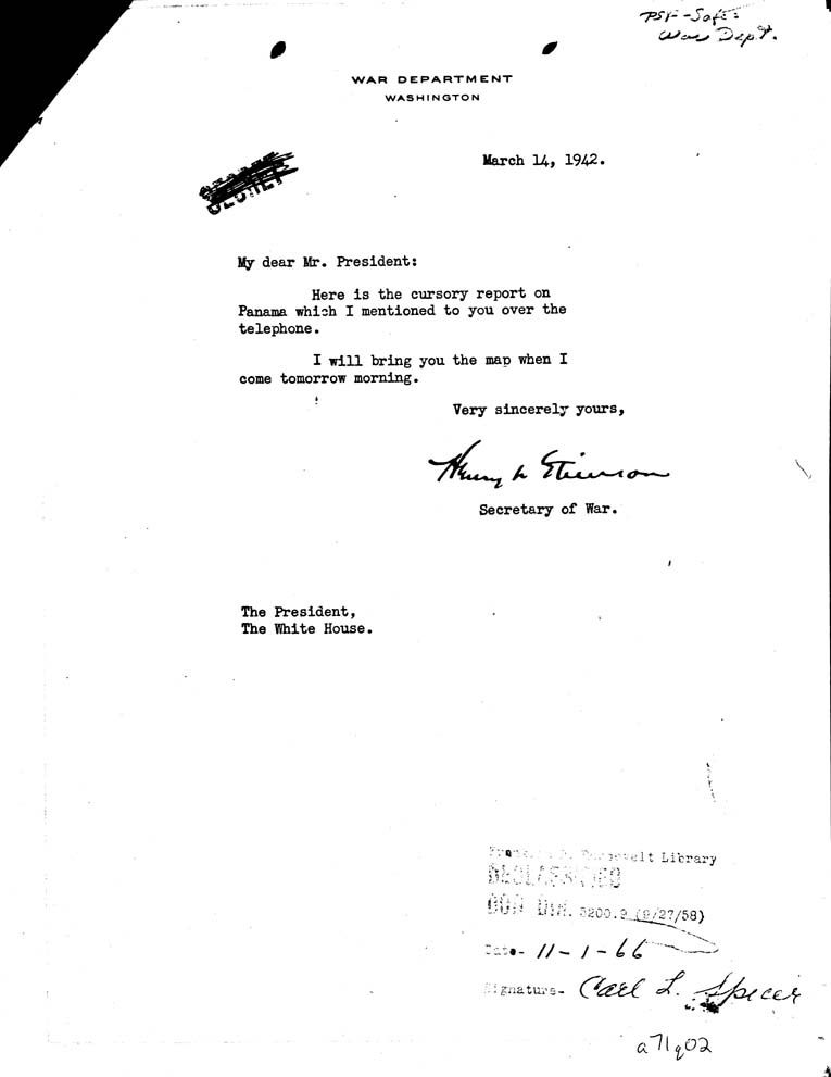 [a71q02.jpg] - To FDR from Stimson 3/14/42