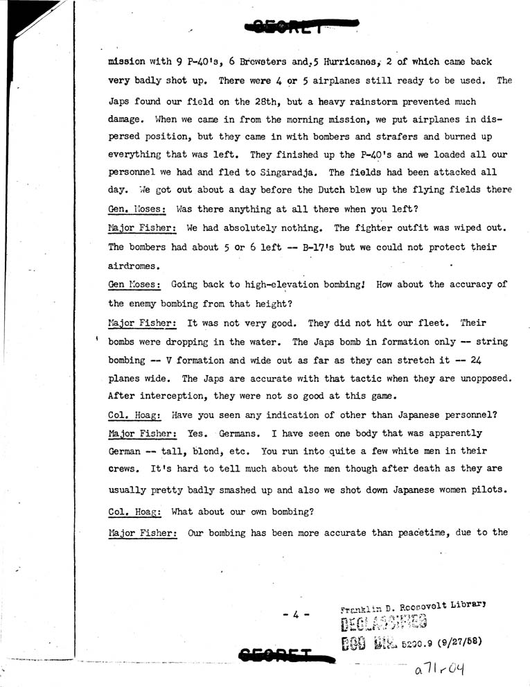 [a71r04.jpg] - Talk Given By Major william P. Fisher (AC) before G-4 Officiers, wdgds. 3/20/42