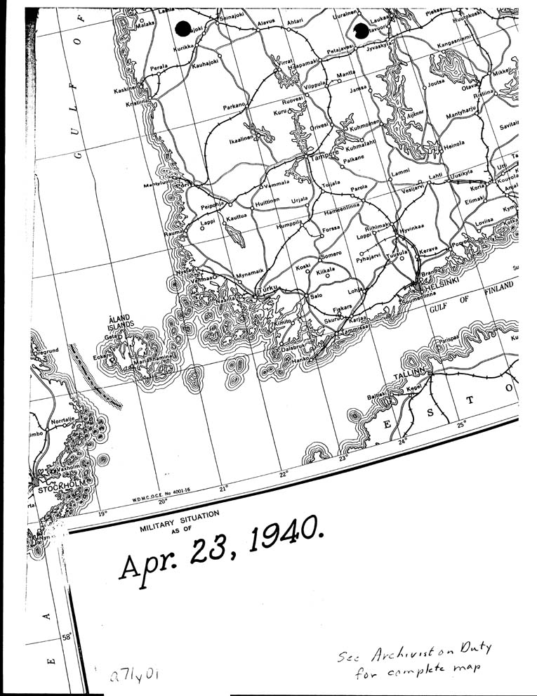 [a71y01.jpg] - MAP SHOWING MILITARY SITUATION AS OF APR 23, 1940