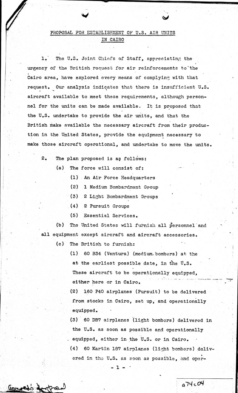 [a74c04.jpg] - Proposal for Establishment of US Air Units in Cairo