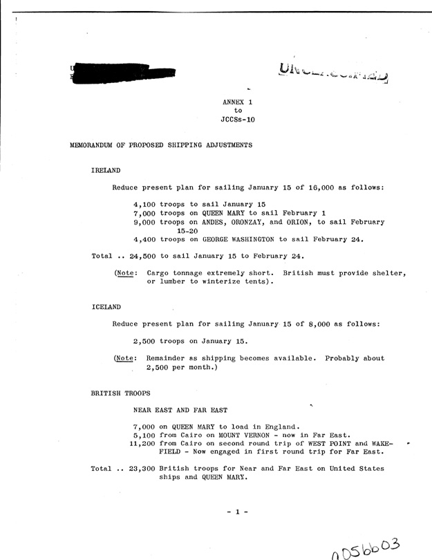 [a05bb02.jpg] - Memorandum of Proposed Shipping Adjustments-January 12, 1942