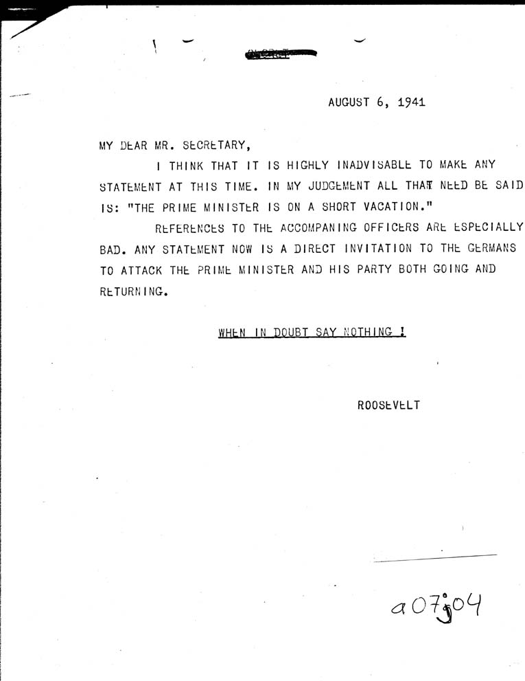 [a07j04.jpg] - FDR-->Secretary of State 8/7/41