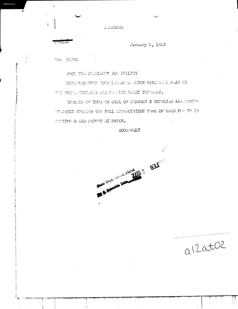 [a12at02.jpg] - FDR to Bullitt 1/2/42