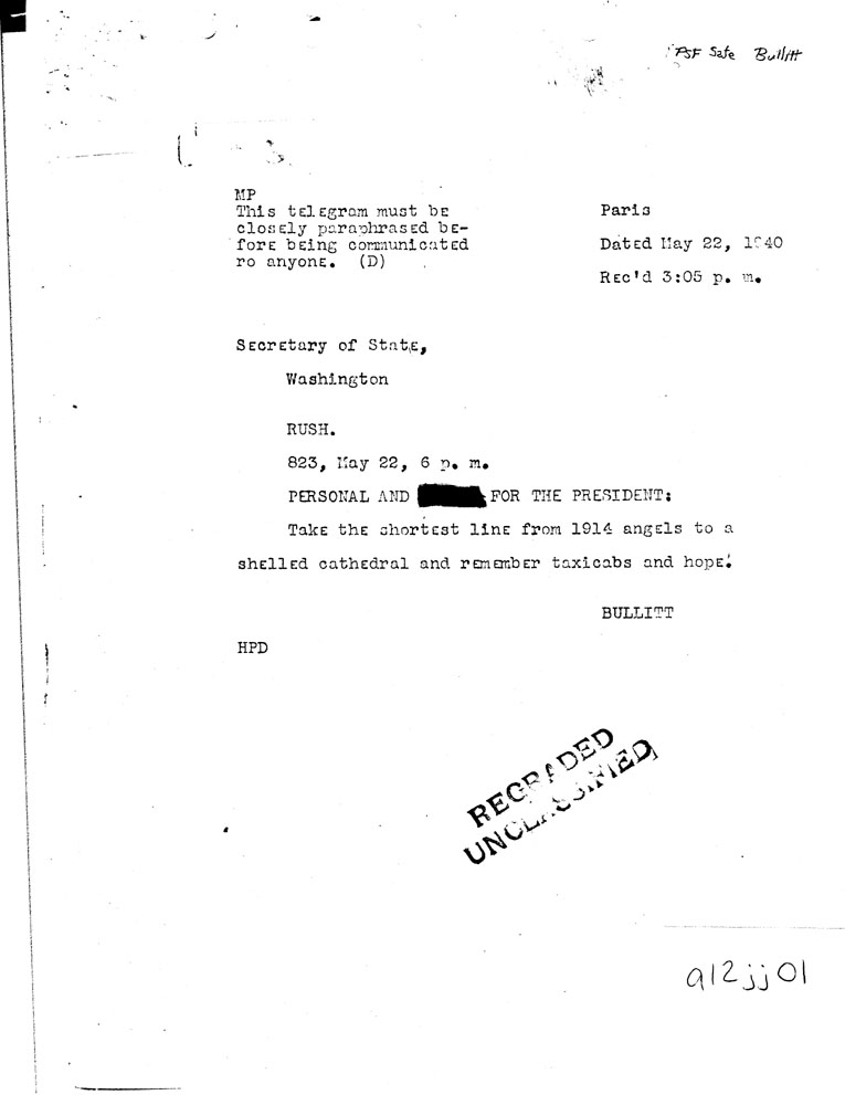 [a12jj01.jpg] - FDR to Bullitt- 5/22/40