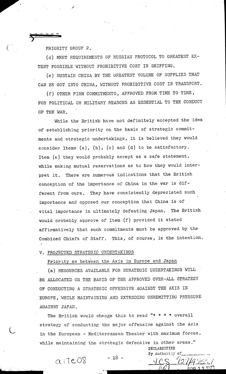 [a17e08.jpg] - Current British Policy and Strategy in Relationship to U.S. 5/8/43