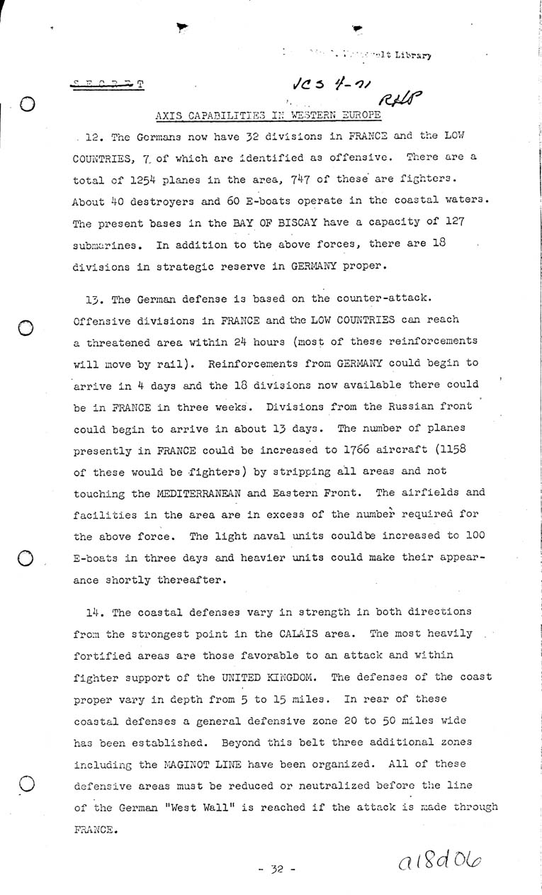 [a18d06.jpg] - Joint Chiefs of Staff, Invasion of the European Continent From The United Kingdom in 1943-1944 (J.C.S. 291/1) May 8, 1943