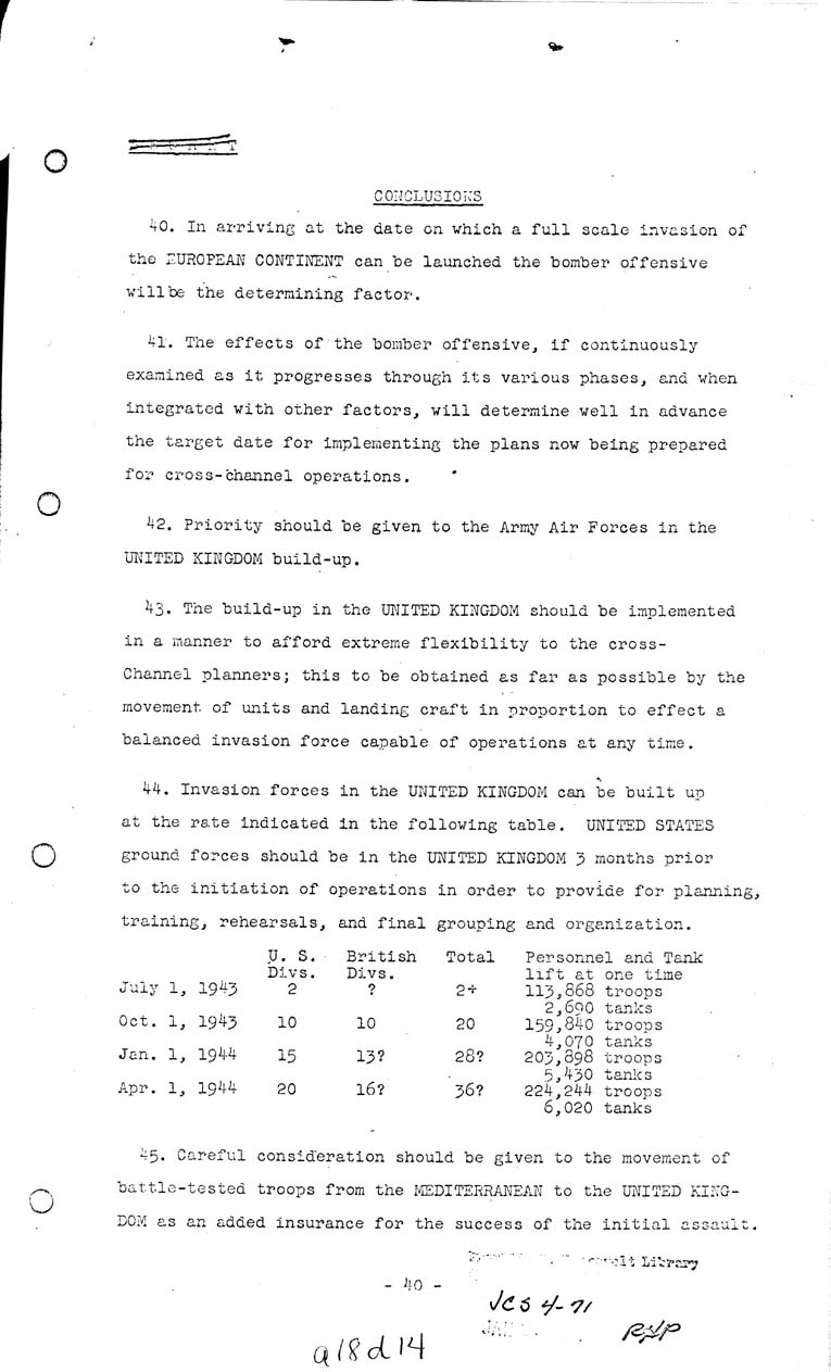 [a18d14.jpg] - Joint Chiefs of Staff, Invasion of the European Continent From The United Kingdom in 1943-1944 (J.C.S. 291/1) May 8, 1943