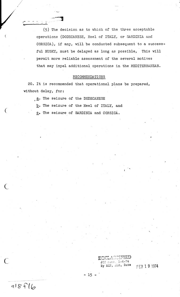 [a18f16.jpg] - Joint Chiefs of Staff, Lomited Operations in the Mediterrean in 1943-44 (J.C.S 293) May 7, 1943