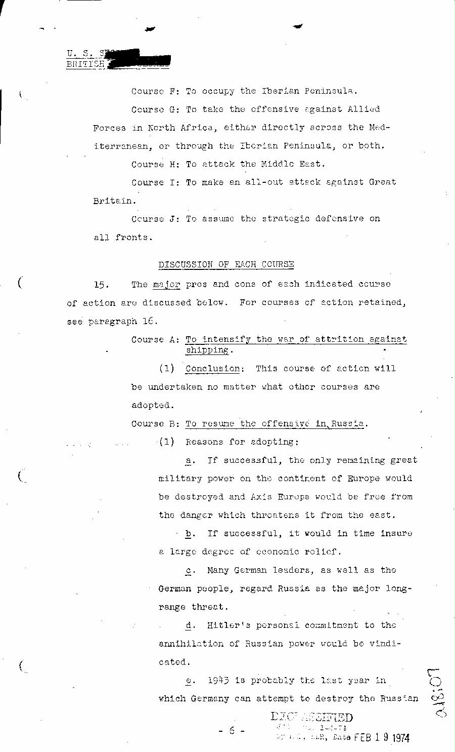 [a18i07.jpg] - Combined Intelligence Committee, German Strategy in 1943. April 8, 1943 (C.I.C 16/1)