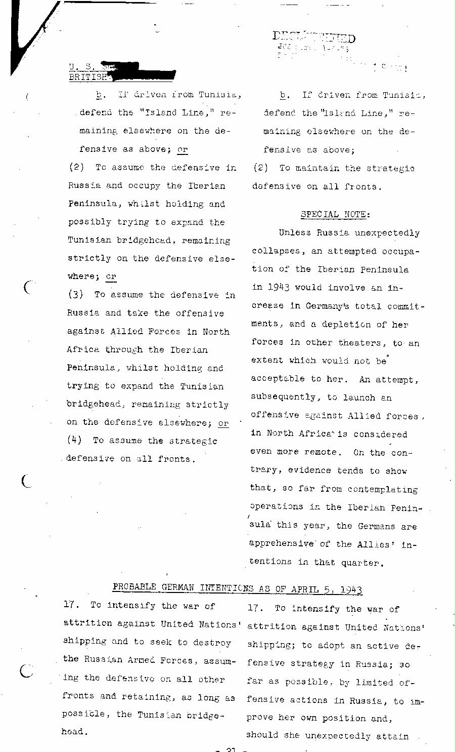 [a18i22.jpg] - Combined Intelligence Committee, German Strategy in 1943. April 8, 1943 (C.I.C 16/1)