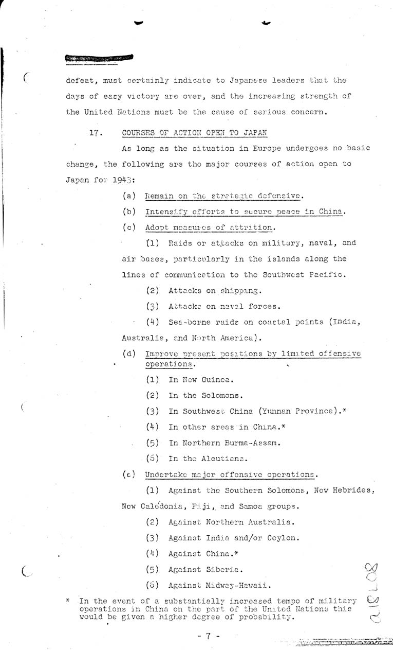 [a18l08.jpg] - Joint Intelligence Committee, Japanese Strategy, 1943-March 5, 1943 (J.I.C 80/1)