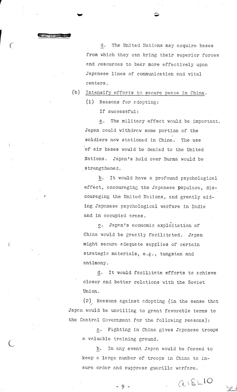 [a18l10.jpg] - Joint Intelligence Committee, Japanese Strategy, 1943-March 5, 1943 (J.I.C 80/1)