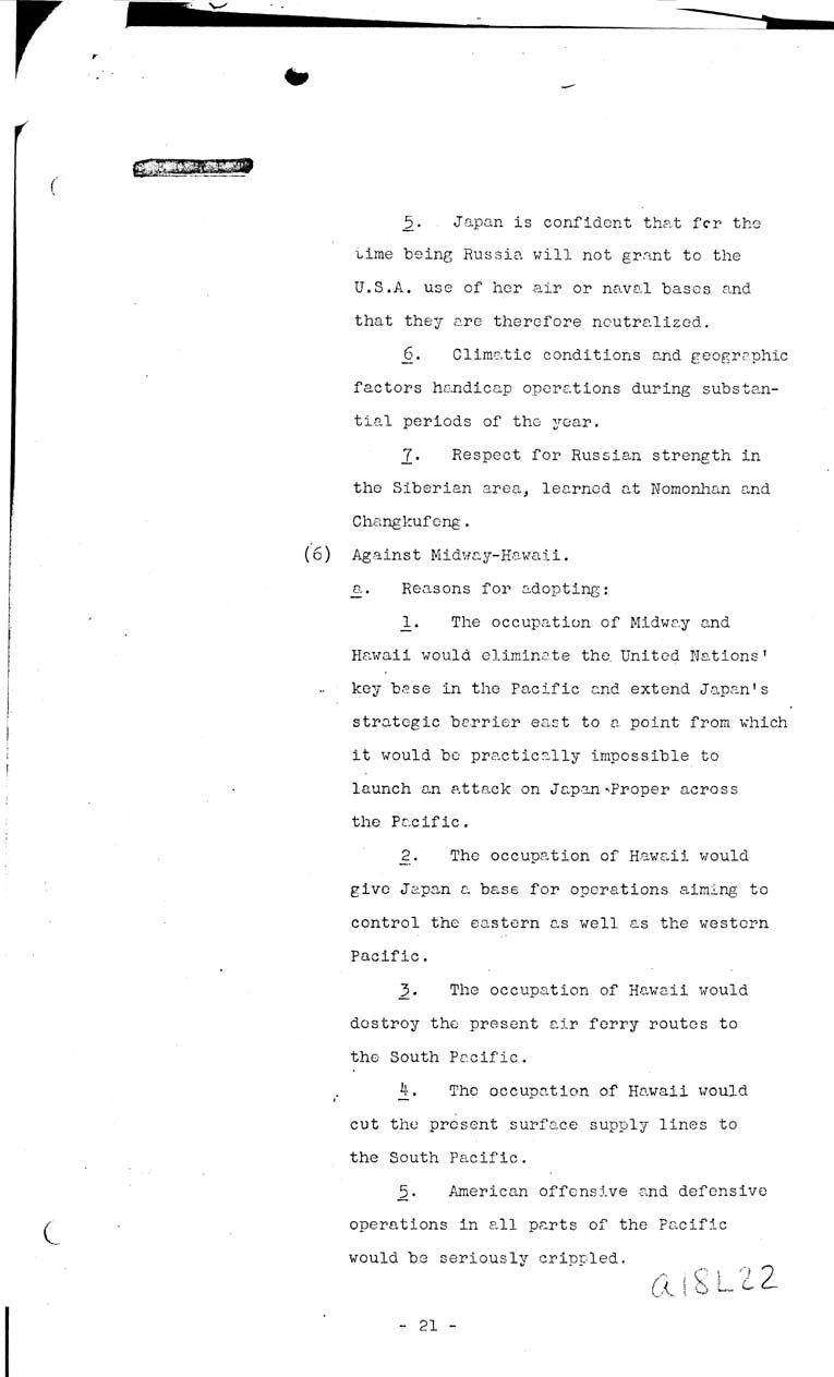 [a18l22.jpg] - Joint Intelligence Committee, Japanese Strategy, 1943-March 5, 1943 (J.I.C 80/1)