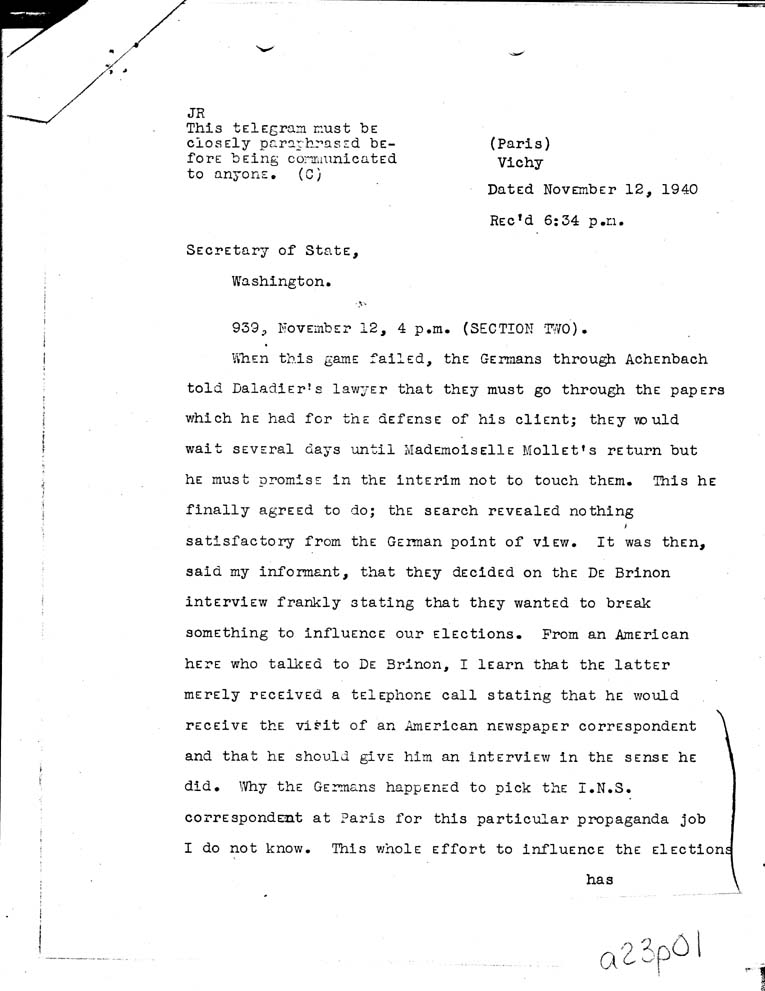 [a23p01.jpg] - Matthews-->Secretary of State-11/12/40-6:34 p.m.