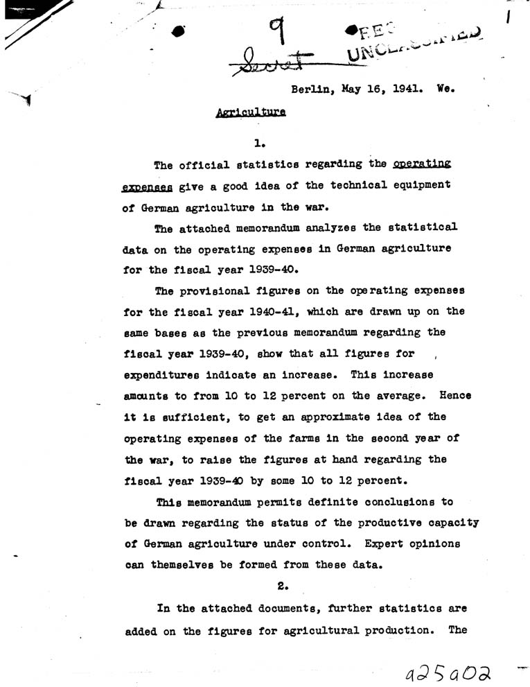 [a25a02.jpg] - German No. 9 Argriculture Report 5/16/41