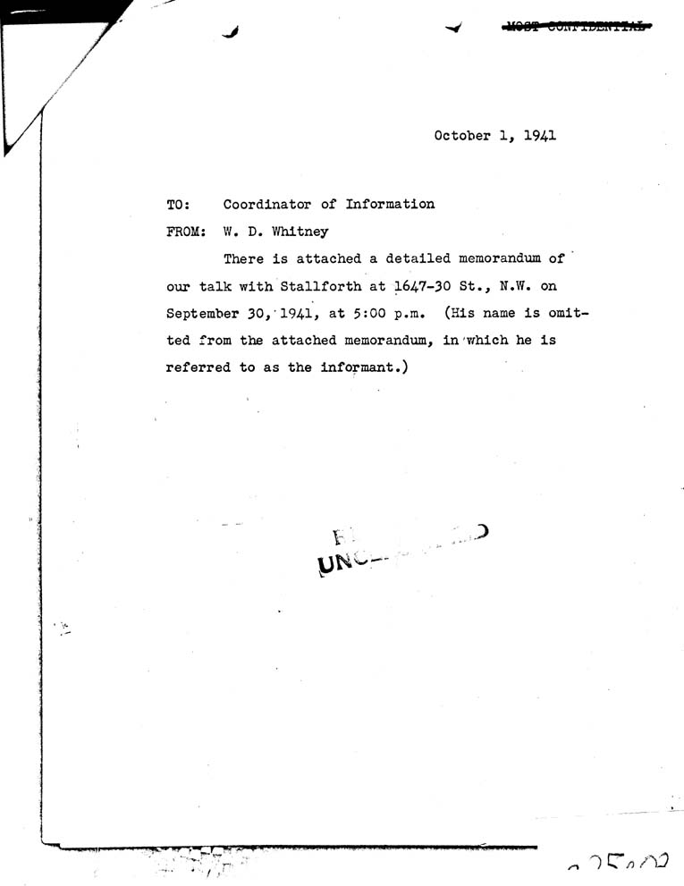 [a25e02.jpg] - W.D. Whitney to FDR 10/1/41