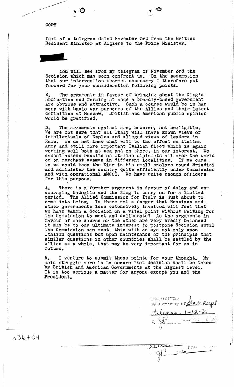 [a36t04.jpg] - Memorandum to The President: Department of State-November 9, 1943