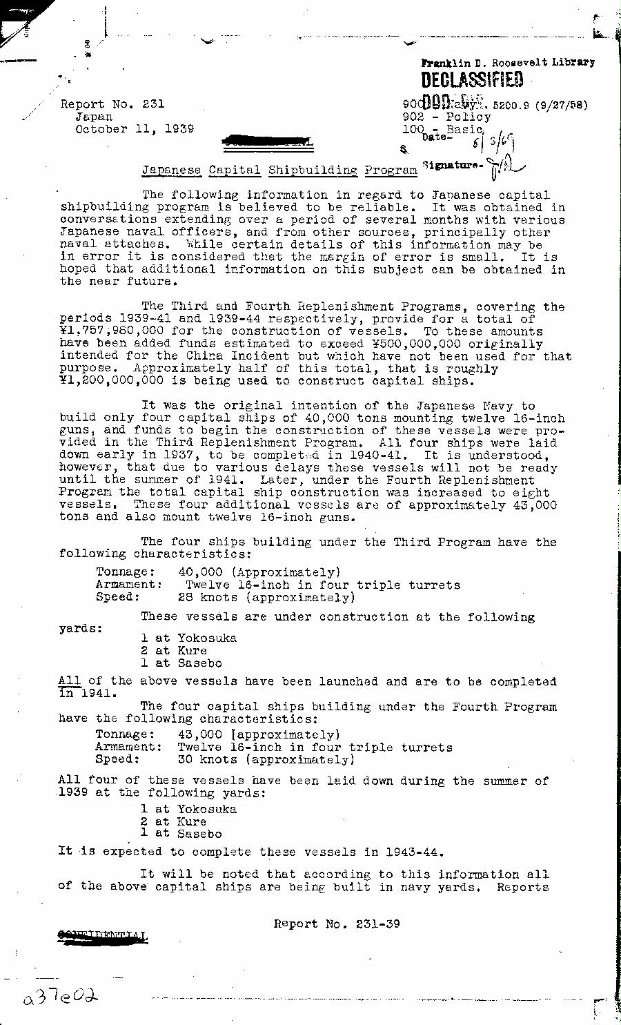 [a37e02.jpg] - ATTACHE'S REPORT-Japanese Capital Shipbuilding Program-Oct 11, 1939