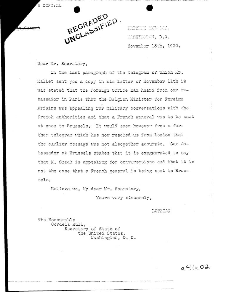 [a41c02.jpg] - Memorandum-CH-->The President-November 13, 1939