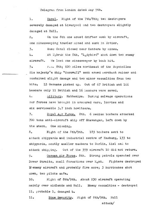 [a320i02.jpg] - Telegram from London on military situation 5/9/41